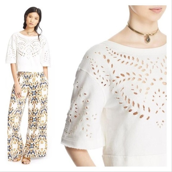 Free People Tops - Free People Crumpette Cropped Eyelet Sweatshirt